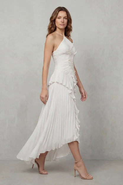 Women's Formal Party Maxi Wedding Guest Dress with Halter Neck