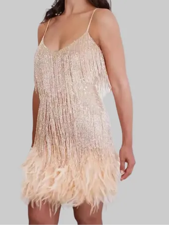 Women’s Formal Party Mini Cocktail Dress with Fringe