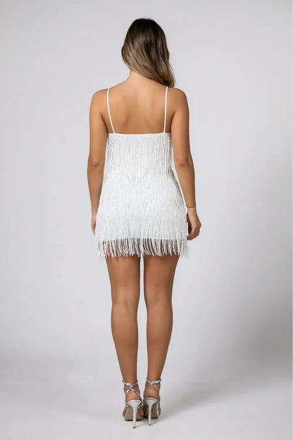 Women’s Formal Party Mini Cocktail Dress with Fringe