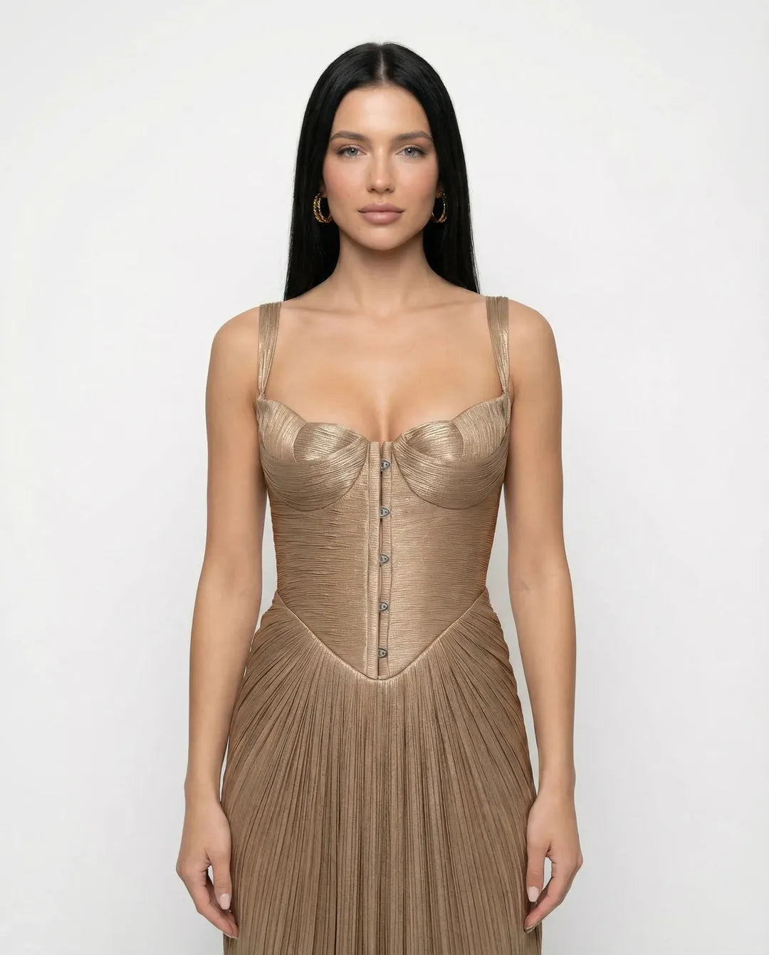Women's Formal Pleated Maxi Cocktail Dress with Sweetheart Neckline