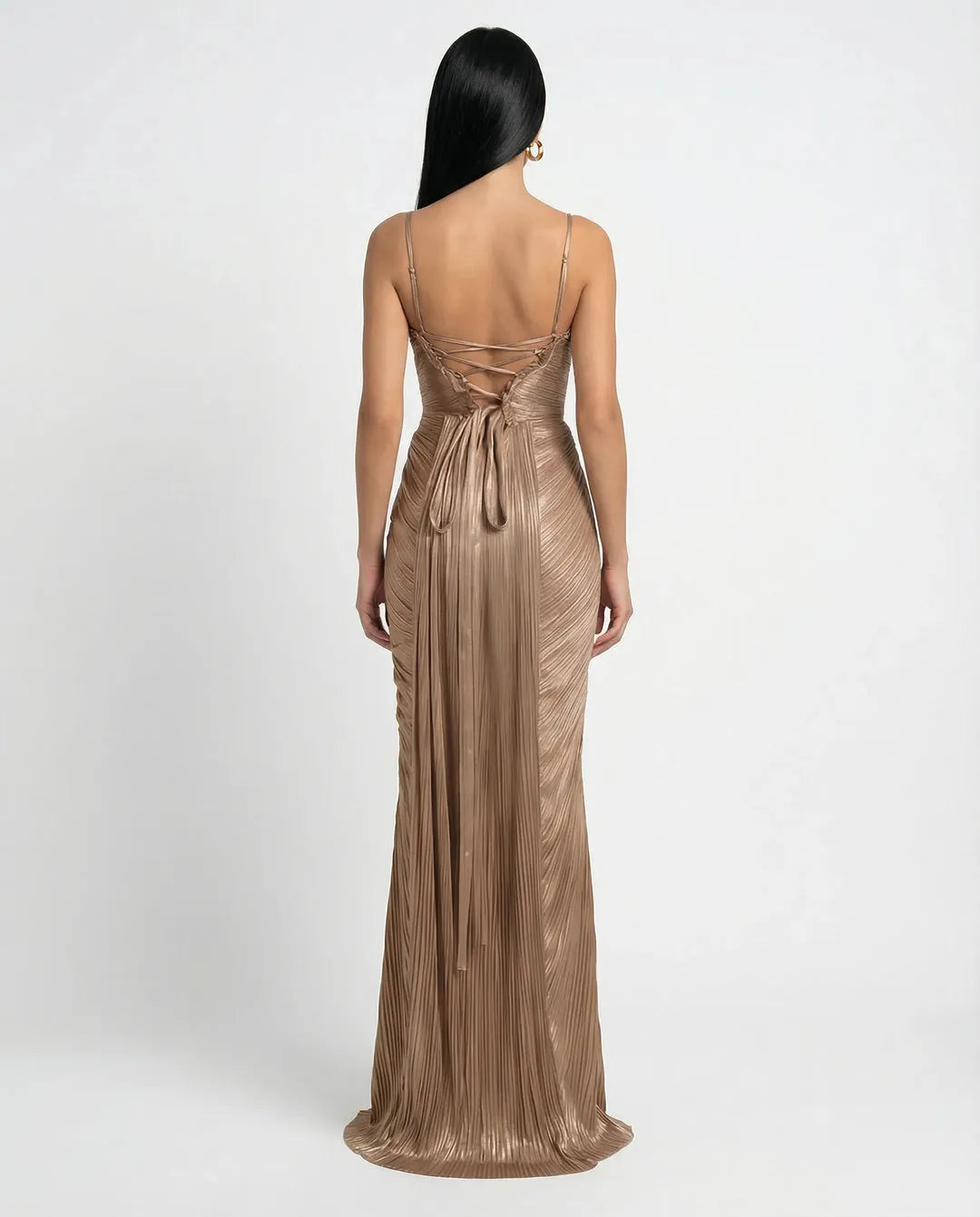 Women's Formal Pleated Maxi Cocktail Dress with Sweetheart Neckline