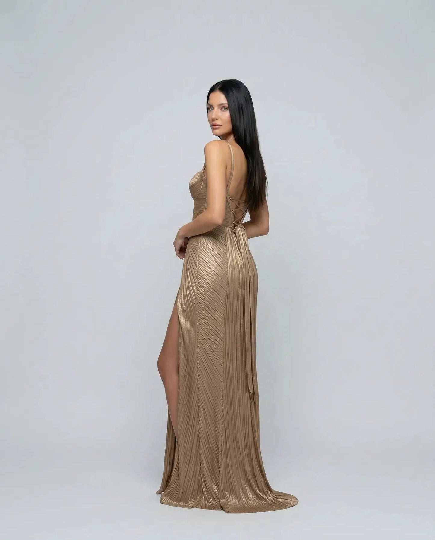 Women's Formal Pleated Maxi Cocktail Dress with Sweetheart Neckline