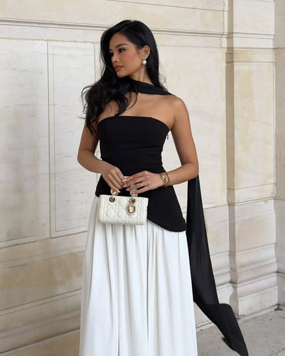 Women’s Formal Strapless Maxi Wedding Guest Dress with Slit