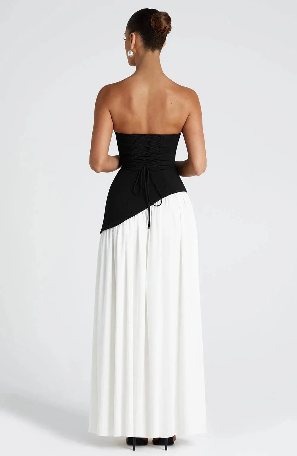 Women’s Formal Strapless Maxi Wedding Guest Dress with Slit