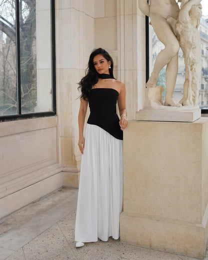 Women’s Formal Strapless Maxi Wedding Guest Dress with Slit