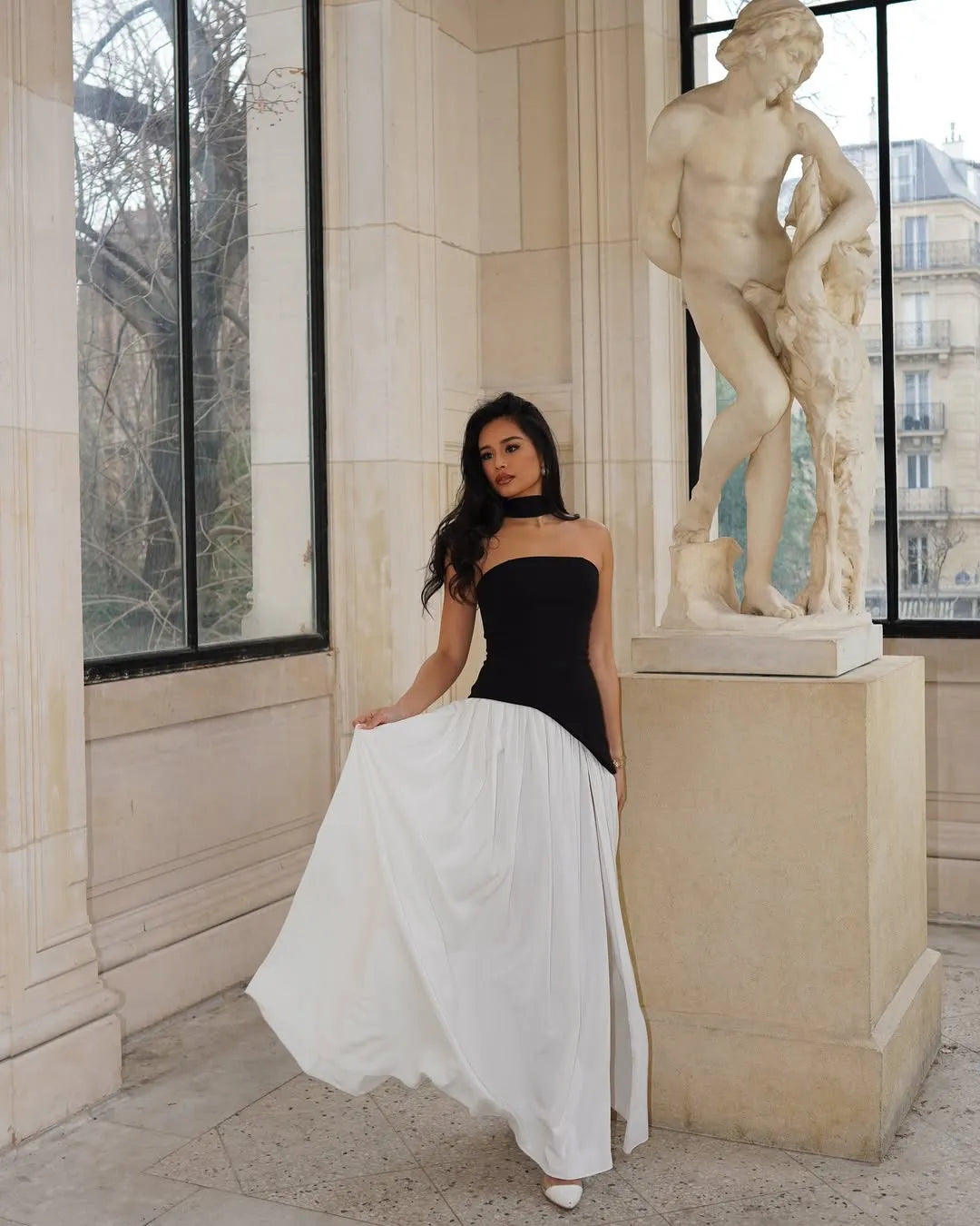 Women’s Formal Strapless Maxi Wedding Guest Dress with Slit