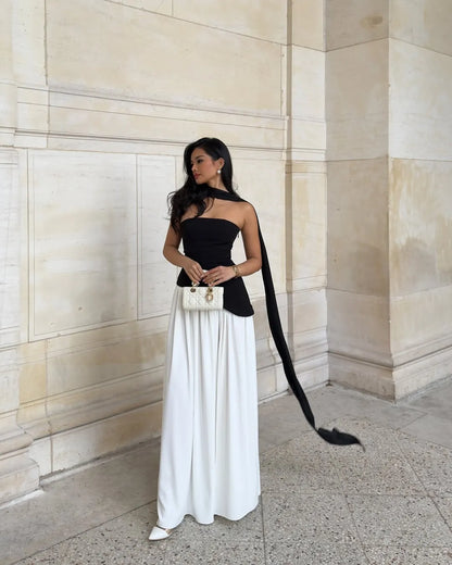 Women’s Formal Strapless Maxi Wedding Guest Dress with Slit