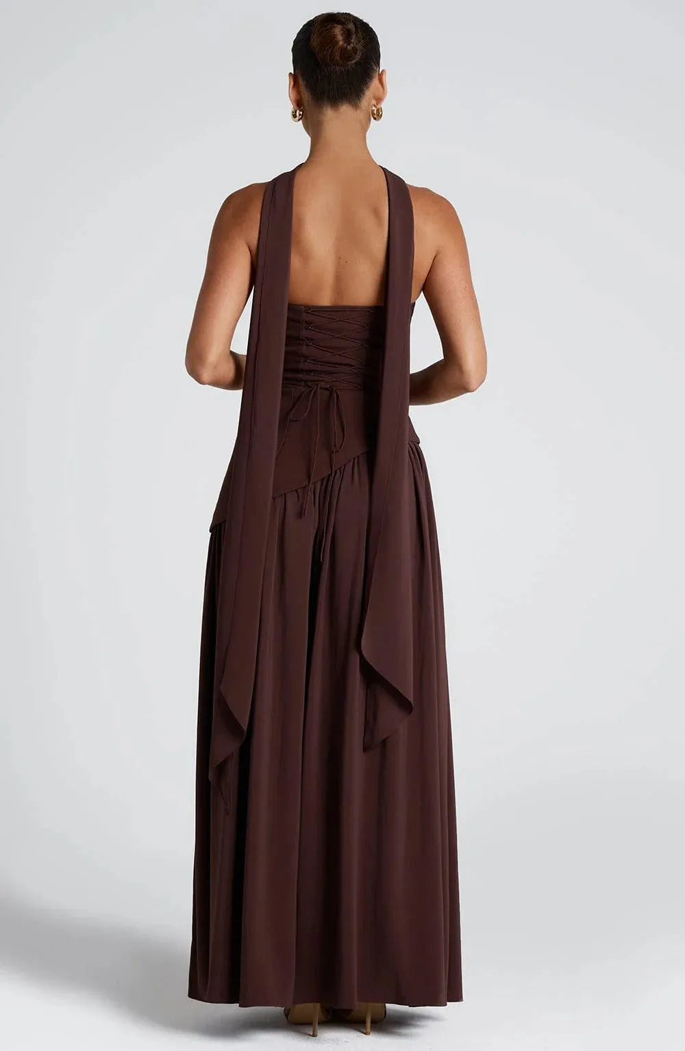 Women’s Formal Strapless Maxi Wedding Guest Dress with Slit