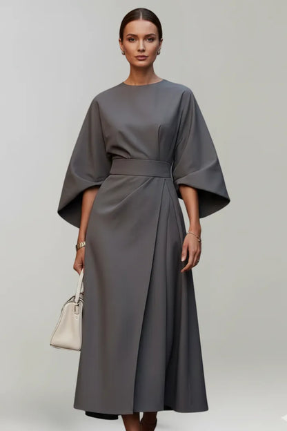 Women's Elegant Casual Midi Wedding Guest Dress with Wide Sleeves