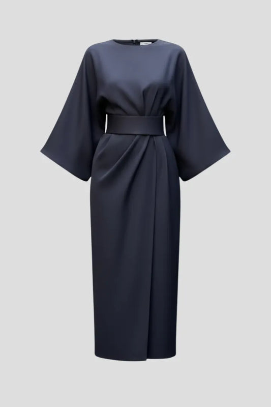 Women's Elegant Casual Midi Wedding Guest Dress with Wide Sleeves