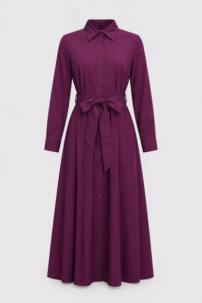 Women's Party A-Line Midi Wedding Guest Dress with Long Sleeve