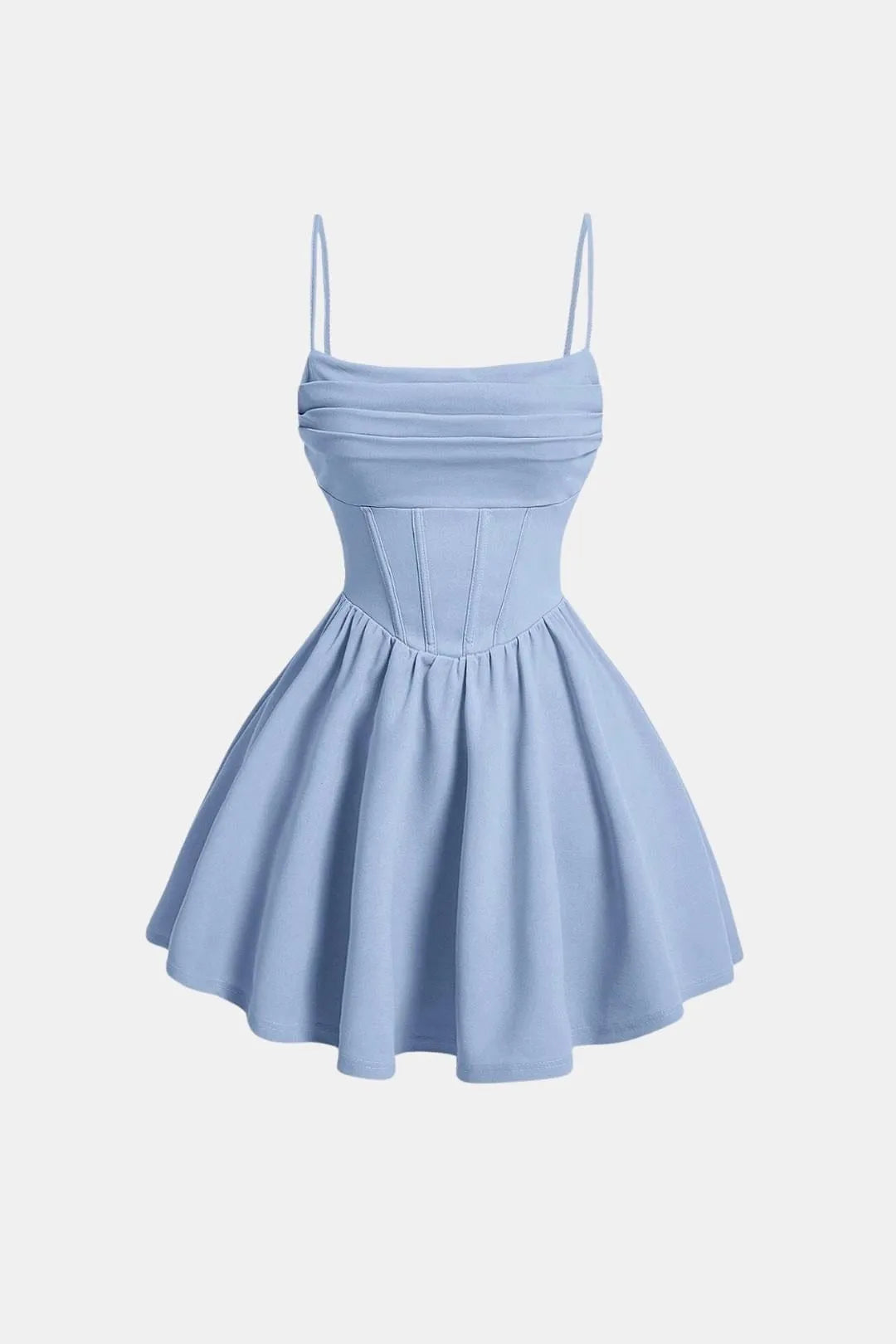 Women’s Ruched Spaghetti Strap Mini Cocktail Dress with Fit and Flare