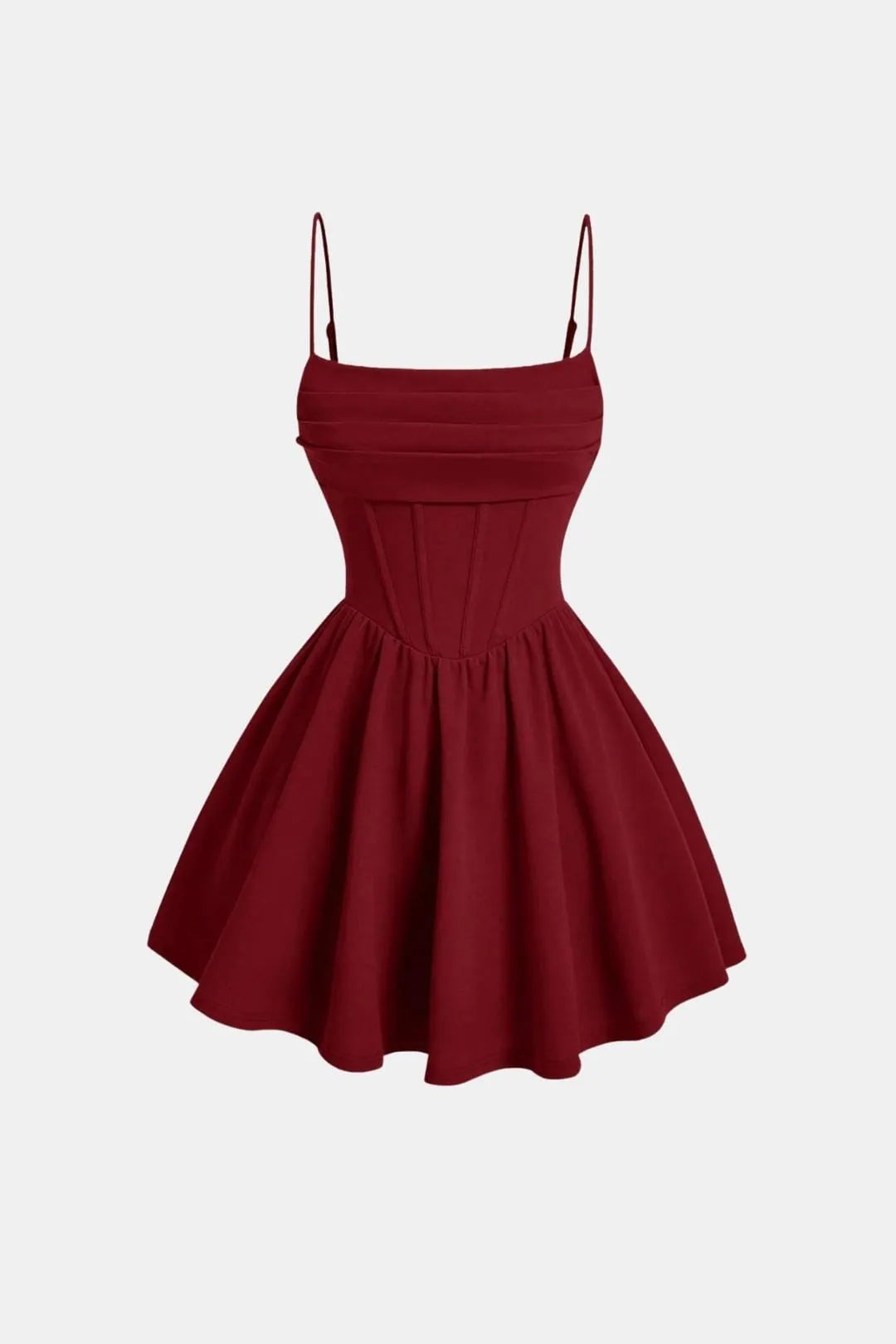 Women’s Ruched Spaghetti Strap Mini Cocktail Dress with Fit and Flare