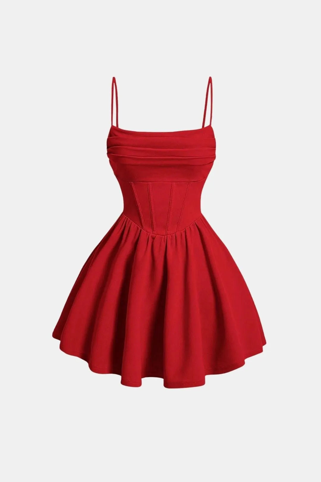 Women’s Ruched Spaghetti Strap Mini Cocktail Dress with Fit and Flare