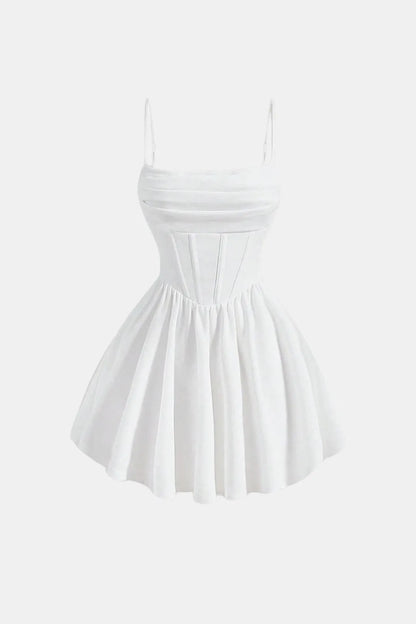 Women’s Ruched Spaghetti Strap Mini Cocktail Dress with Fit and Flare