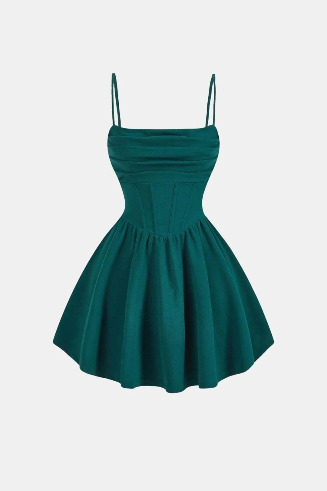 Women’s Ruched Spaghetti Strap Mini Cocktail Dress with Fit and Flare