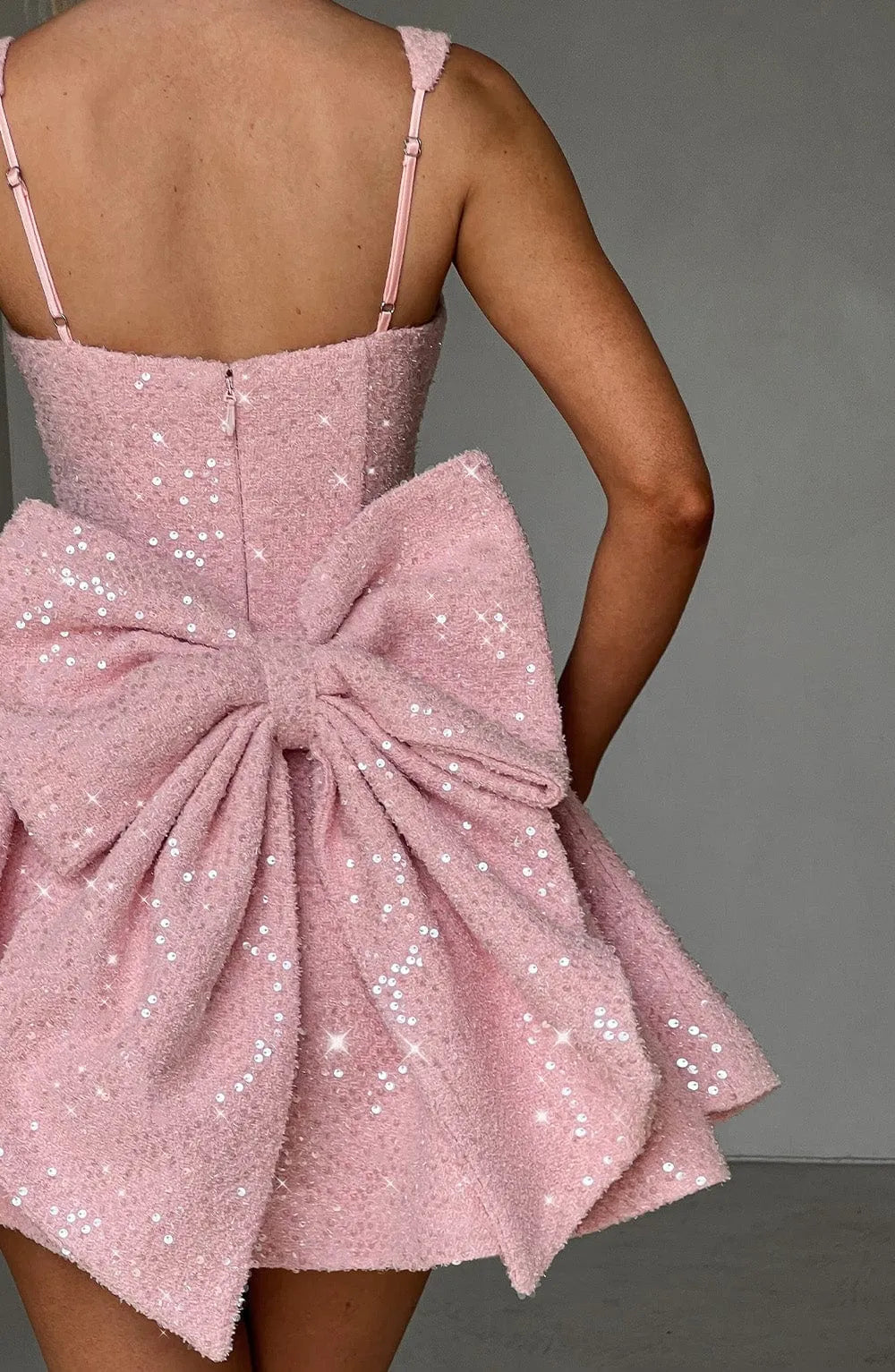Women’s Sequin Fit and Flare Mini Cocktail Dress with Bow