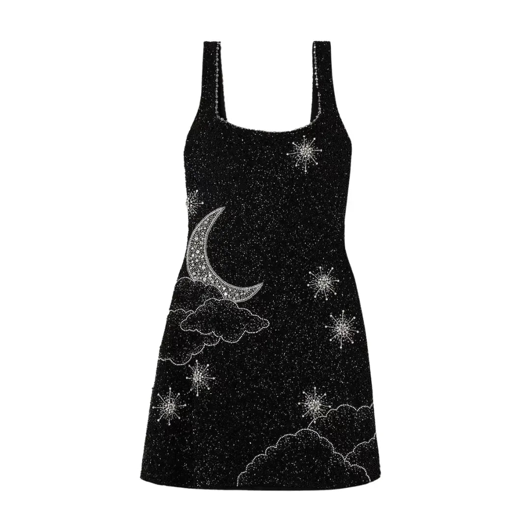Women's Sequin Square Neck Mini Cocktail Dress with Embellished Detail