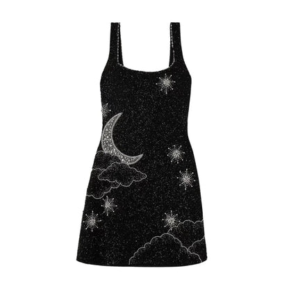 Women's Sequin Square Neck Mini Cocktail Dress with Embellished Detail
