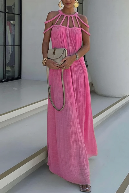 Women’s Stunning Holiday Maxi Cocktail Dress with Braiding Details