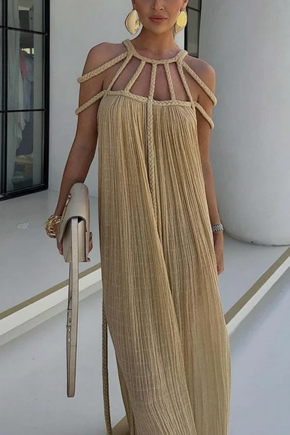 Women’s Stunning Holiday Maxi Cocktail Dress with Braiding Details
