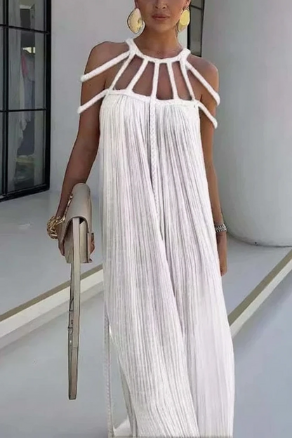 Women’s Stunning Holiday Maxi Cocktail Dress with Braiding Details