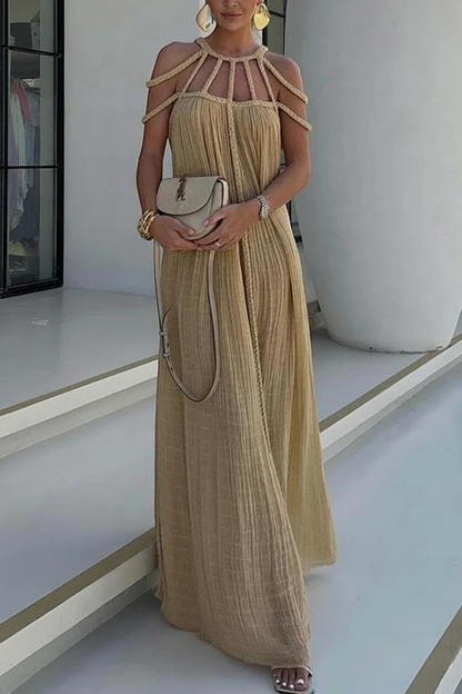 Women’s Stunning Holiday Maxi Cocktail Dress with Braiding Details
