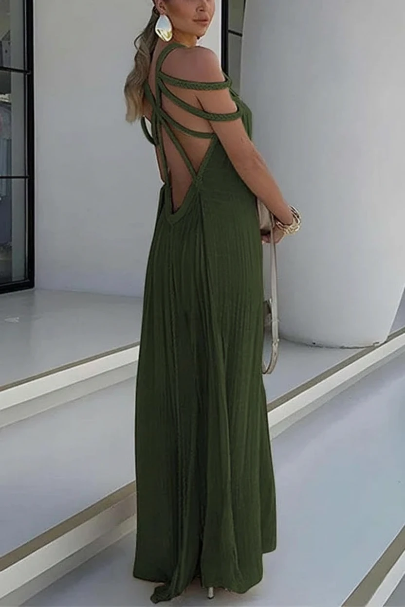 Women’s Stunning Holiday Maxi Cocktail Dress with Braiding Details