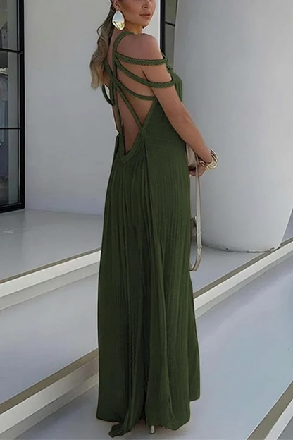 Women’s Stunning Holiday Maxi Cocktail Dress with Braiding Details
