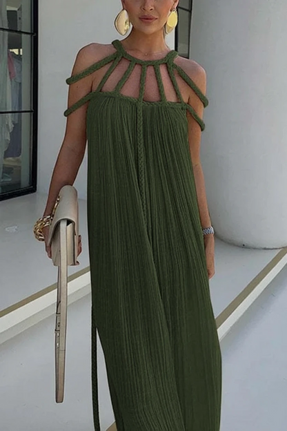 Women’s Stunning Holiday Maxi Cocktail Dress with Braiding Details