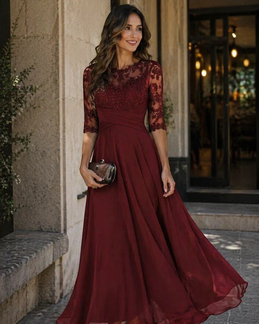 Women's A-Line Flowy  Maxi Wedding Guest Dress with Ruched Waist